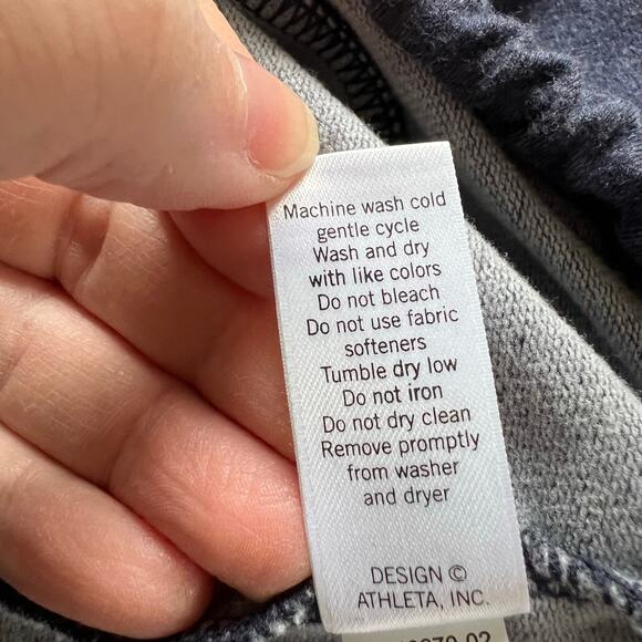 Athleta Womens Athletic Shirt Top V Neck Long Sleeves Drawstring Hem Blue Black - Picture 8 of 8